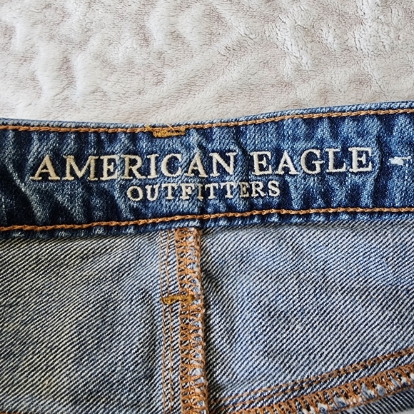 American Eagle Outfitters Distressed Denim Mini Skirt Women Size 4 Button Fly - Picture 11 of 13